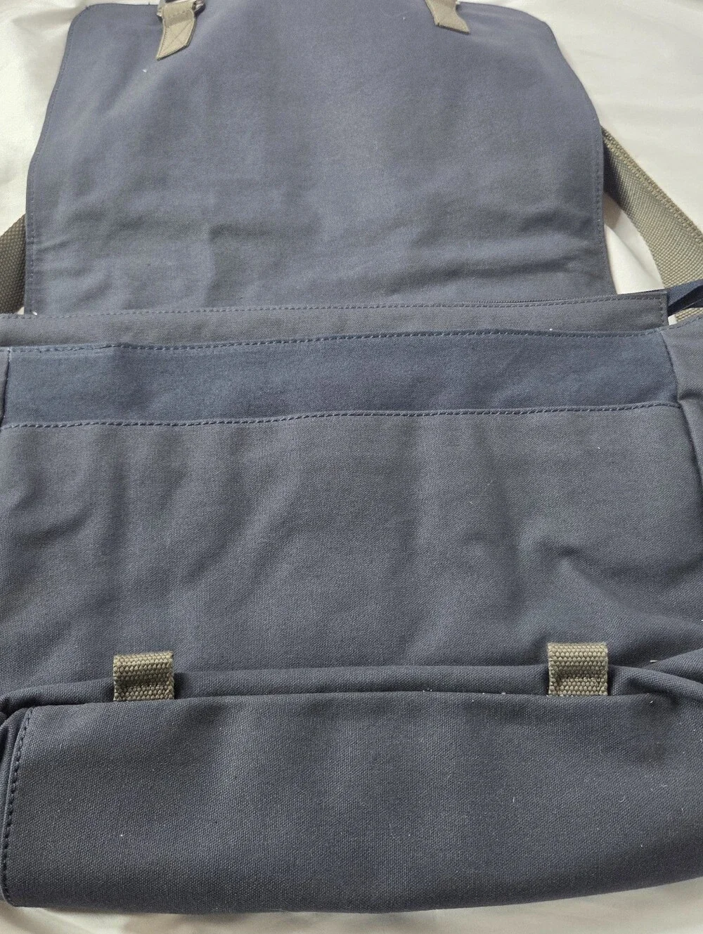 LL Bean Gray Canvas Messenger Bag with Adjustable Strap